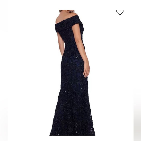 Xscape Navy Blue Off-Shoulder Dress - Picture 2 of 7